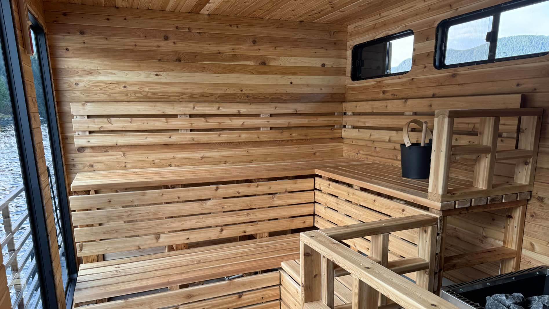 Inside the sauna
